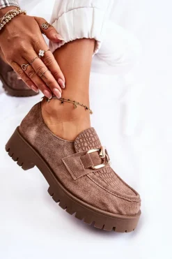 Modne Zamszowe Półbuty Loafery Jasnobrązowy Lemar Rayhan