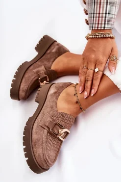 Modne Zamszowe Półbuty Loafery Jasnobrązowy Lemar Rayhan