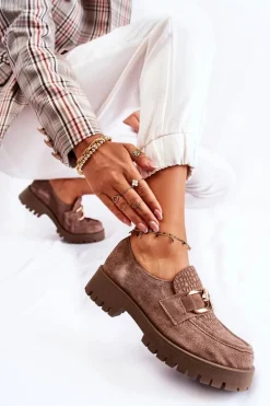 Modne Zamszowe Półbuty Loafery Jasnobrązowy Lemar Rayhan