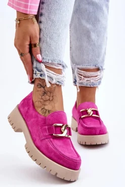 Modne Zamszowe Półbuty Loafery Fuksja Lemar Rayhan