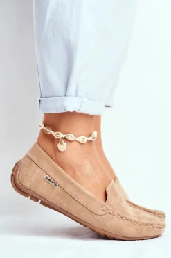 Mokasyny Damskie Beżowe Zamszowe Morreno