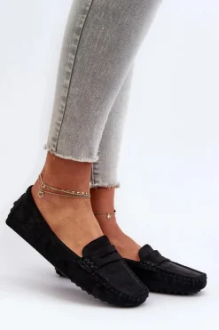 Mokasyny Damskie Eko Zamszowe Czarne Adelmarie