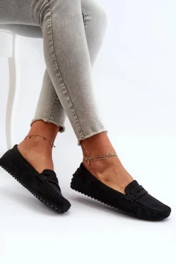 Mokasyny Damskie Eko Zamszowe Czarne Adelmarie