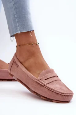 Mokasyny Damskie Eko Zamszowe Big Star NN274928 Memory Foam System Różowe