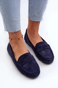 Mokasyny Damskie Eko Zamszowe Big Star NN274931 Memory Foam System Granatowe