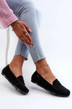 Mokasyny Damskie Eko Zamszowe Big Star NN274929 Memory Foam System Czarne