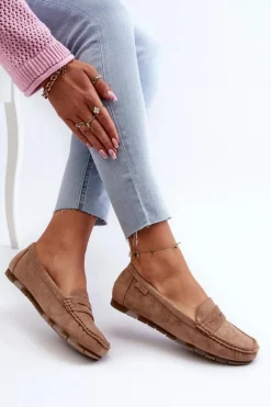 Mokasyny Damskie Eko Zamszowe Big Star NN274930 Memory Foam System Beżowe