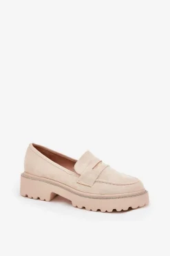 Mokasyny Damskie Eko Zamszowe Z Cyrkoniami Beżowe Wilamla