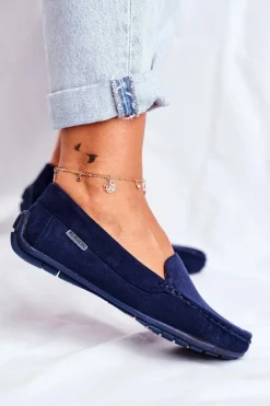 Mokasyny Damskie Granatowe Zamszowe Morreno