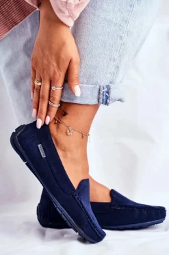 Mokasyny Damskie Granatowe Zamszowe Morreno