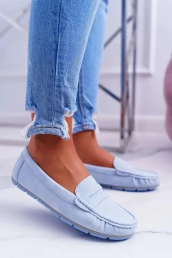 Mokasyny Damskie Komfortowe Błękitne Devi