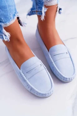 Mokasyny Damskie Komfortowe Błękitne Devi