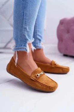 Mokasyny Damskie Lekkie Eko-zamsz Camel Think