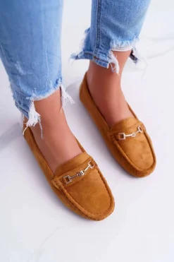 Mokasyny Damskie Lekkie Eko-zamsz Camel Think