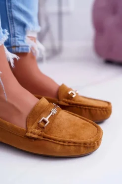 Mokasyny Damskie Lekkie Eko-zamsz Camel Think