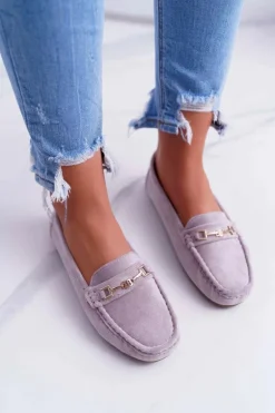 Mokasyny Damskie Lekkie Eko-zamsz Lila Róż Think