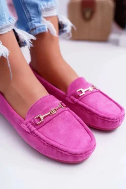 Mokasyny Damskie Lekkie Eko-zamsz Fuksja Think
