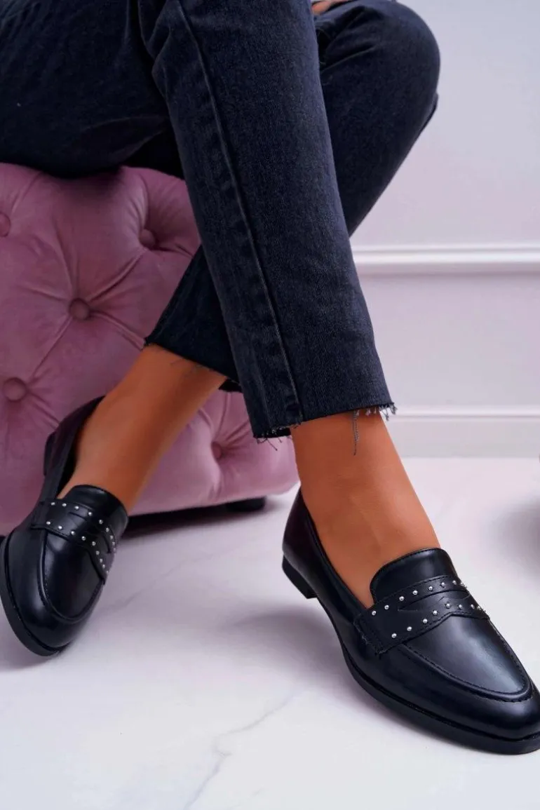 Mokasyny Damskie Loafery Lordsy Czarne Tenes