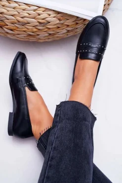 Mokasyny Damskie Loafery Lordsy Czarne Tenes