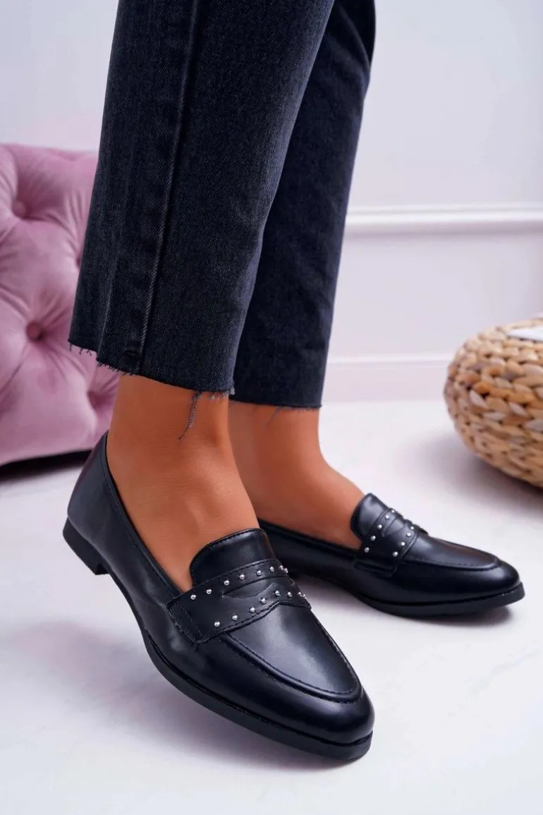 Mokasyny Damskie Loafery Lordsy Czarne Tenes