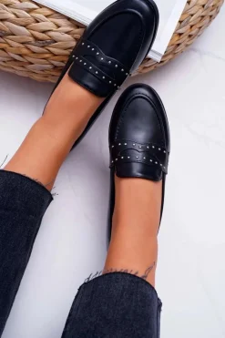 Mokasyny Damskie Loafery Lordsy Czarne Tenes