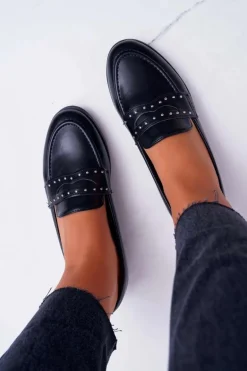 Mokasyny Damskie Loafery Lordsy Czarne Tenes