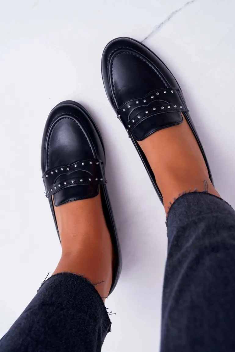 Mokasyny Damskie Loafery Lordsy Czarne Tenes