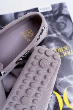 Mokasyny Damskie Lu Boo Wygodne Szare Plummy