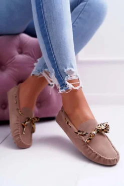 Mokasyny Damskie Lu Boo Wygodne Beżowe Plummy