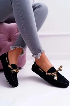 Mokasyny Damskie Lu Boo Wygodne Czarne Plummy