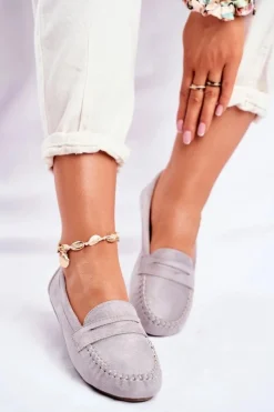 Mokasyny Damskie Materiałowe Szare Panay