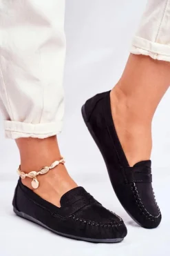 Mokasyny Damskie Materiałowe Czarne Panay