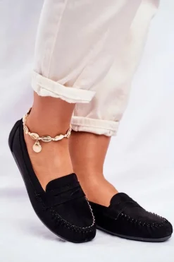 Mokasyny Damskie Materiałowe Czarne Panay