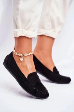 Mokasyny Damskie Materiałowe Czarne Panay