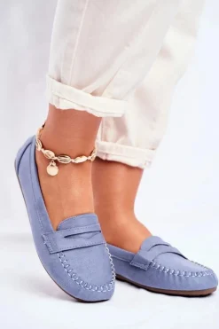 Mokasyny Damskie Materiałowe Niebieskie Panay