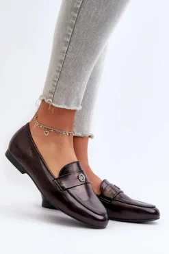 Mokasyny Damskie Na Płaskim Obcasie Czarne Sylvaine