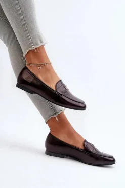 Mokasyny Damskie Na Płaskim Obcasie Czarne Sylvaine