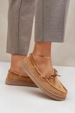 Mokasyny Damskie Na Płaskiej Podeszwie Camel Timannie