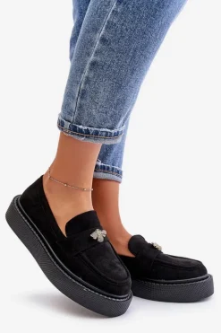 Mokasyny Damskie Na Platformie Czarne Erithine