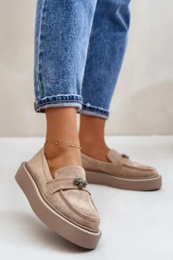 Mokasyny Damskie Na Platformie Beżowe Erithine