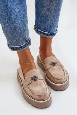 Mokasyny Damskie Na Platformie Beżowe Erithine