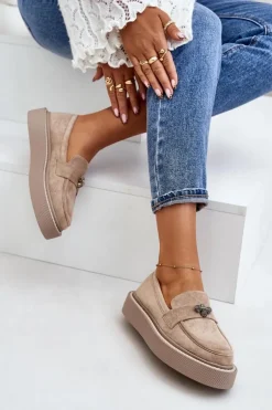 Mokasyny Damskie Na Platformie Beżowe Erithine