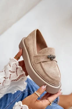 Mokasyny Damskie Na Platformie Beżowe Erithine