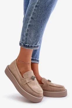 Mokasyny Damskie Na Platformie Beżowe Erithine