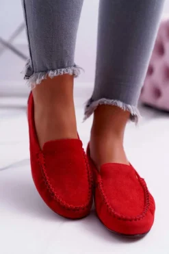 Mokasyny Damskie Sergio Leone Zamszowe Czerwone Winted