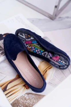 Mokasyny Damskie Sergio Leone Zamszowe Granatowe Winted