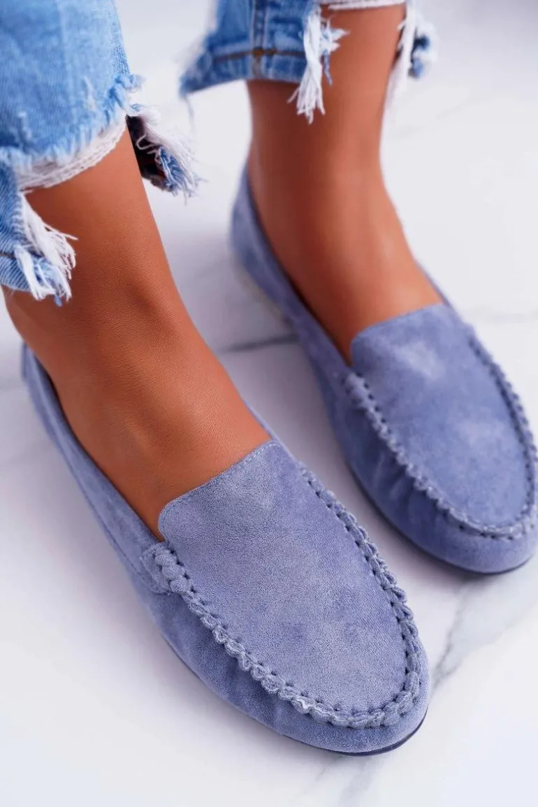 Mokasyny Damskie Sergio Leone Zamszowe Jasnoniebieskie Winted