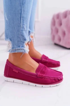 Mokasyny Damskie Skóra Zamszowa Fuksja Lauren