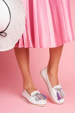 Mokasyny Damskie Skórzane Białe Bebbo