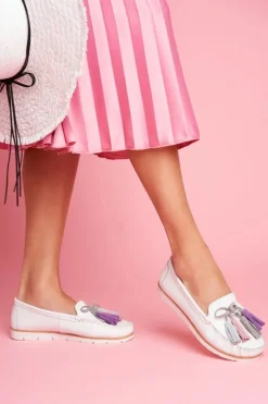 Mokasyny Damskie Skórzane Białe Bebbo